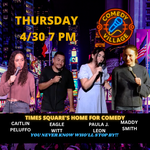 caitlin peluffo, maddy smith,eagle witt at comedy village in ny