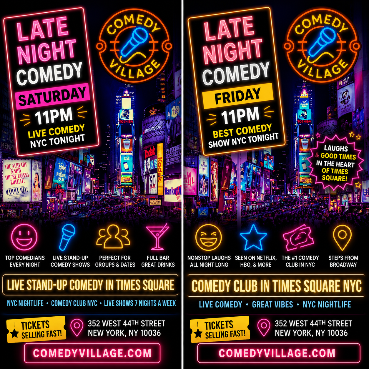comedy village times square presents fri 11pm shows